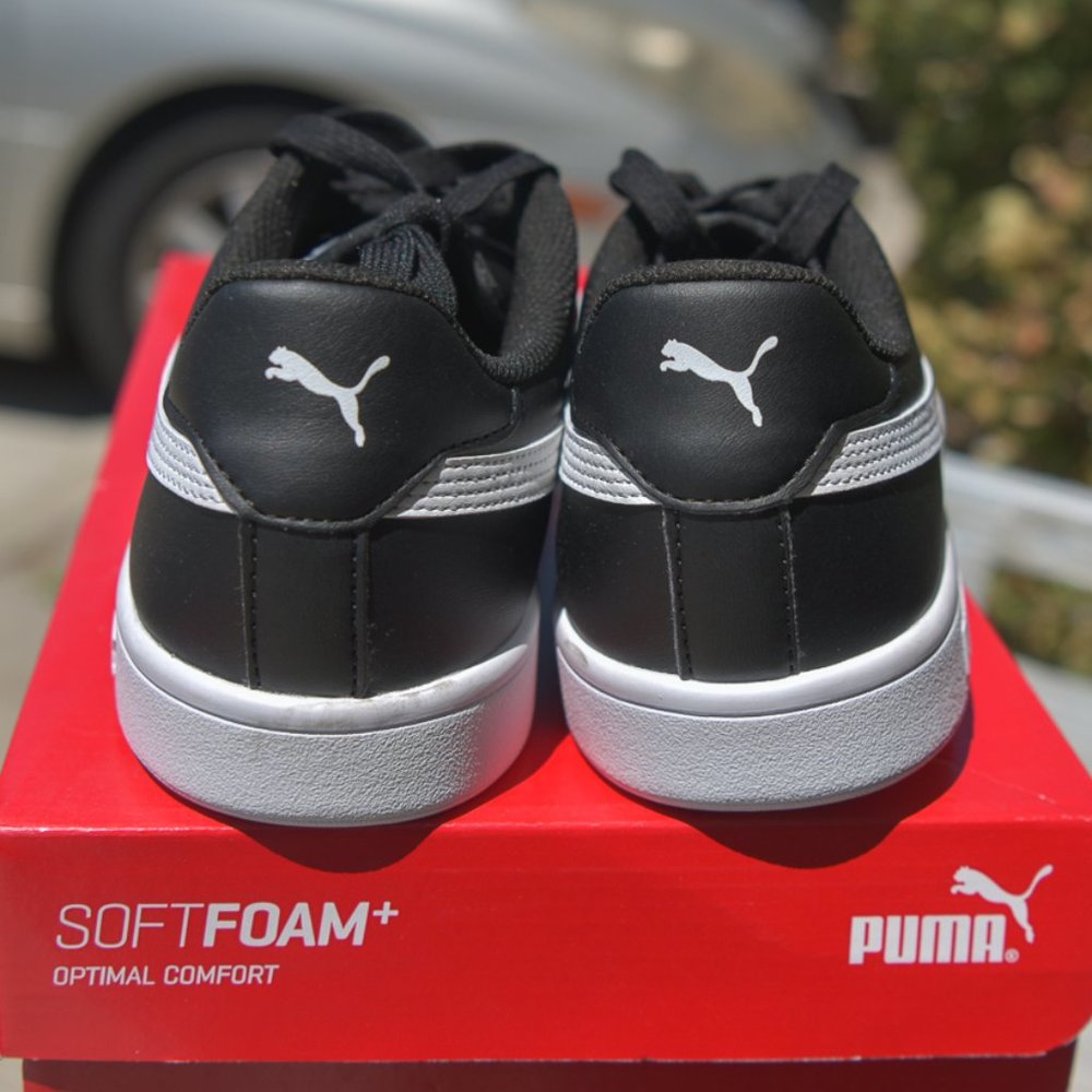 Puma Smash V2 Men's Leather Sneaker BLACK - Picture 6 of 7